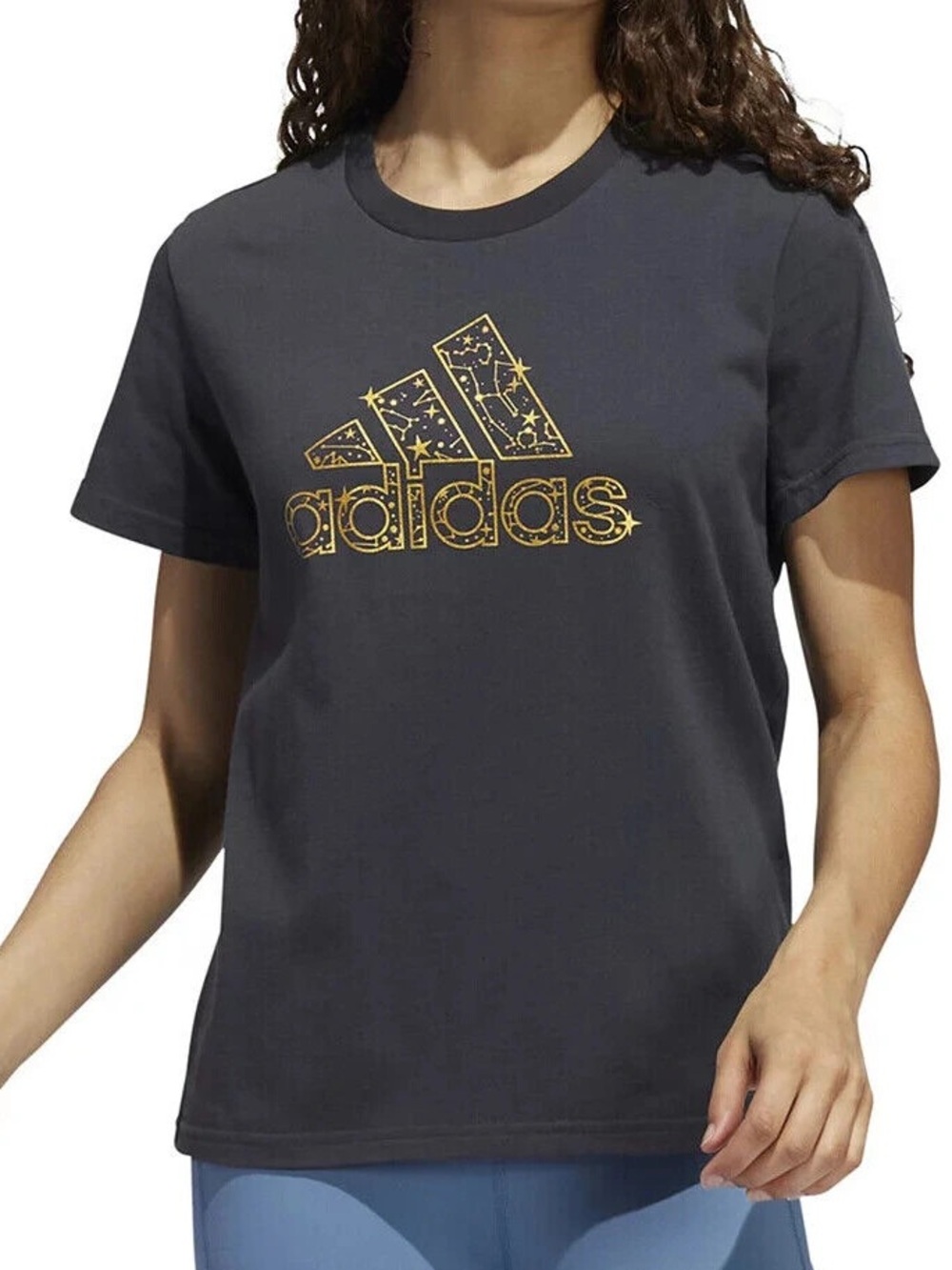 adidas Black Tee with Gold Star Logo